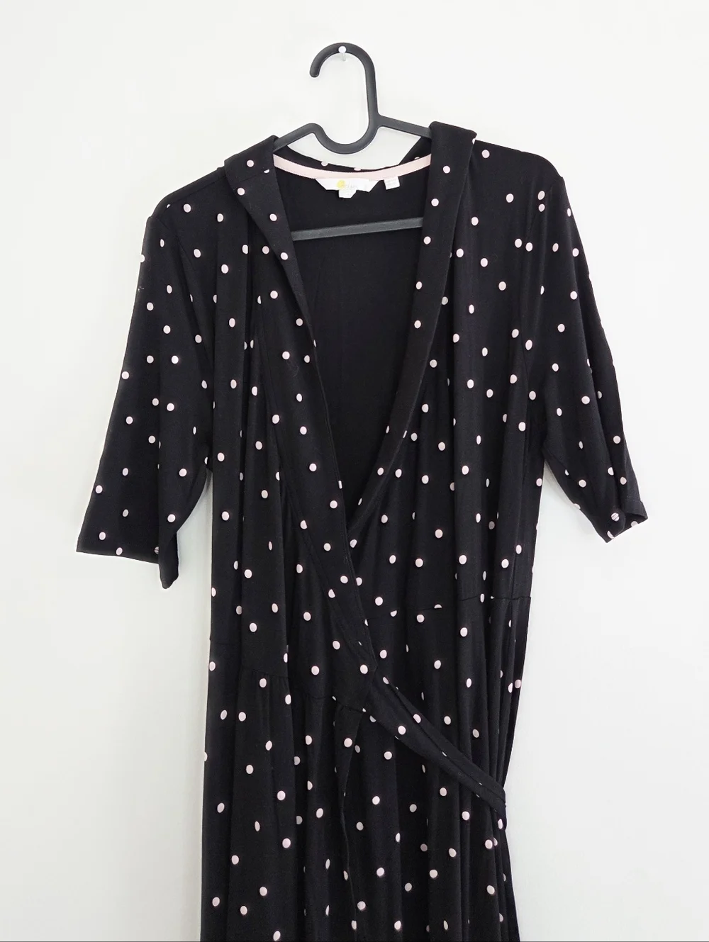 Boden Lavinia Jersey Wrap Midi Dress Black Polka Dot Size 10 - Picture 4 of 7